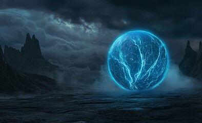 Wall Mural - cyberpunk aesthetics and futuristic visualization blend together in a cyber sphere of data networks,