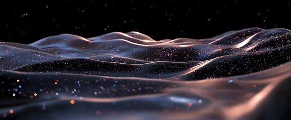 Wall Mural - a futuristic digital network is represented by glowing blue dots and flowing lines in this design fo
