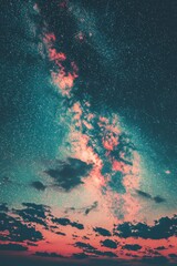an abstract blue galaxy serves as the setting for a deep space scene, replete with shining stars, ne