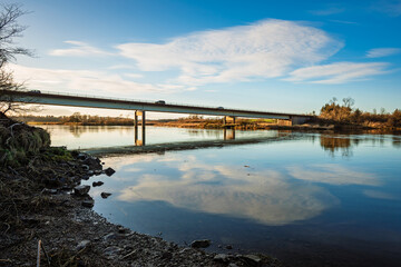 Wall Mural - modern bridge carries the a1 road over river tweed, which is 97 miles long from source to estuary an