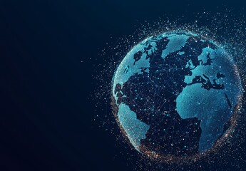 Wall Mural - the earth globe is set against a graphical background filled with binary codes in a 3d rendered digi