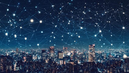 Wall Mural - energy digitalization is the foundation of a smart city, which utilizes wireless networks and connec