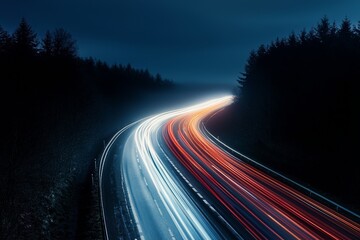 Wall Mural - light trails form the backdrop of a digitized and networked environment