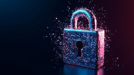 Wall Mural - the concept of a cyber security key shaped data is a 3d rendering technology used to keep personal i