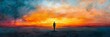 © jambulart - Solitary figure watches vibrant sunset painting