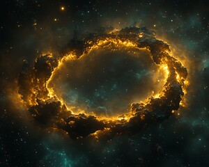 Wall Mural - The glowing cosmic ring floating amongst the starry universe scene