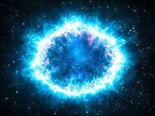 Wall Mural - A cosmic celestial ring of glowing blue and white light