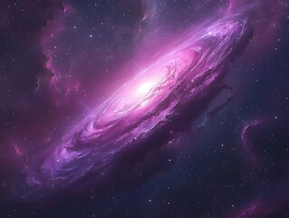 Wall Mural - A swirling spiral galaxy in a purple and pink space scene