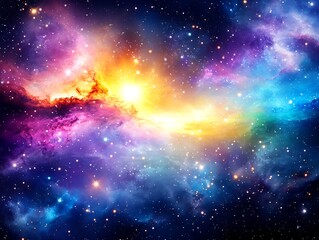 Wall Mural - A Colorful Nebula Displayed in a Vast and Starry Universe