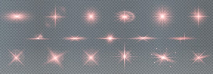 Poster - vibrant glowing light effect featuring starry sparkles, red and orange flares, and magical Christmas shine. Ideal for holiday designs, disco themes, and colorful night visuals. Vector
