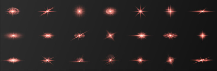 Poster - vibrant glowing light effect featuring starry sparkles, red and orange flares, and magical Christmas shine. Ideal for holiday designs, disco themes, and colorful night visuals. Vector