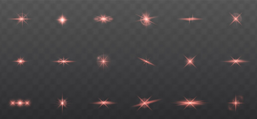 Poster - vibrant glowing light effect featuring starry sparkles, red and orange flares, and magical Christmas shine. Ideal for holiday designs, disco themes, and colorful night visuals. Vector