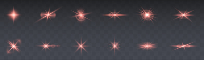 Poster - vibrant glowing light effect featuring starry sparkles, red and orange flares, and magical Christmas shine. Ideal for holiday designs, disco themes, and colorful night visuals. Vector