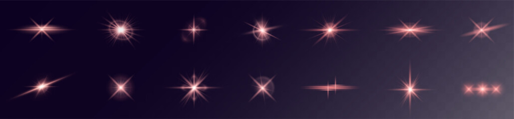 Poster - vibrant glowing light effect featuring starry sparkles, red and orange flares, and magical Christmas shine. Ideal for holiday designs, disco themes, and colorful night visuals. Vector