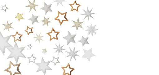 Leinwandbilder - An abstract background with silver and gold stars on a black background.