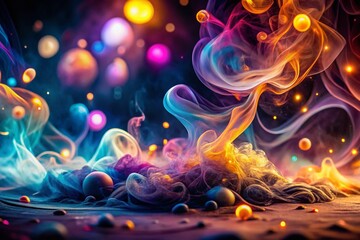 Wall Mural - ethereal smoke and light abstract photography: mystical swirls of color and shadow