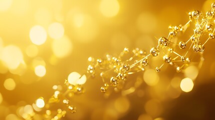 Golden Abstract Molecular Structure