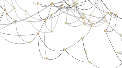 Abstract Network with Golden Spheres and Lines