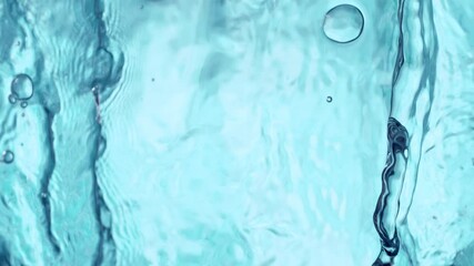 Poster - Super Slow Motion of Blue Water Waves in Detail. Filmed on High Speed Cinema Camera, 1000 fps. Top Shot Composition, Isolated on Blue Background.
