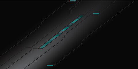 Sticker - abstract grey metallic black cyber futuristic technology dynamic blue light power geometric design m