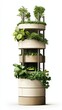 © ธิดารัตน์ ชะโนวรรณะ - Modern vertical garden featuring lush plants in a cylindrical design, perfect for indoor or outdoor spaces.