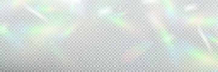 Wall Mural - rainbow crystal light leak flare reflection effect. vector illustration set. colorful optical rainbo