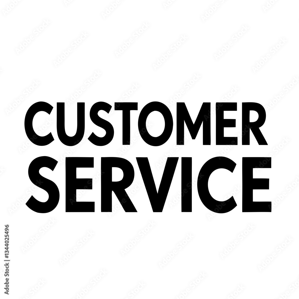 "Customer Service" text design in black color. The text stands out boldly, conveying a clear and direct message, vector illustration