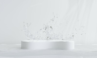 Wall Mural - Podium on the water for product presentation. Natural beauty pedestal, relaxation and health, 3d illustration