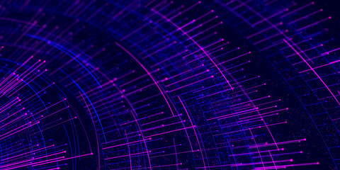 Wall Mural - big data complex round graph. quantum computing universe. cyber space of ai technology. futuristic g