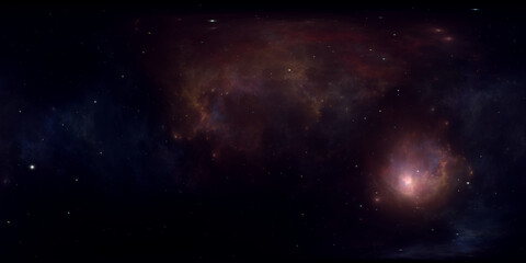 Wall Mural - 360 degree space nebula. giant interstellar cloud with stars, equirectangular projection, environmen