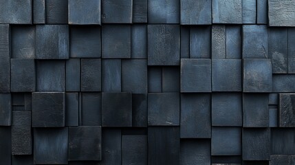 The image features a futuristic and high-tech scene set against a dark background, incorporating a square block structure, a wall with a textured 3D cube tile pattern, all presented as a 3D render