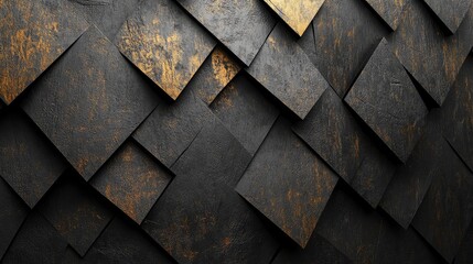 A wall formed by polished triangular mosaic tiles is set against a background of 3D concrete bricks stacked to create a semigloss block