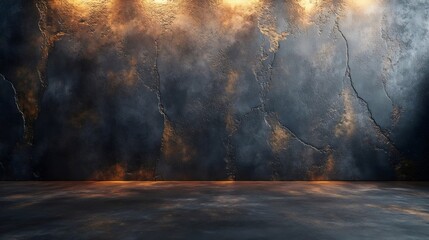 Wall Mural - a wall with cracks and a hole in it