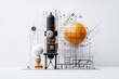 © charoensuk - Futuristic rocket design with geometric elements and vibrant color contrasts, perfect for technology and space exploration themes.