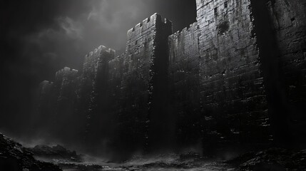 Wall Mural - a dark castle with a foggy sky in the background