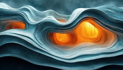 Aufkleber - Surreal Abstract Waves Flowing Turquoise Wooden Textures Background Illustration