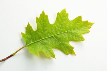 Wall Mural - Single oak leaf branch against a clean white background, branches, oak