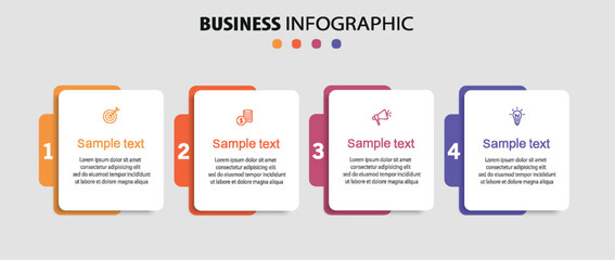 Wall Mural - business infographic design template with 4 options, steps or processes. can be used for workflow la