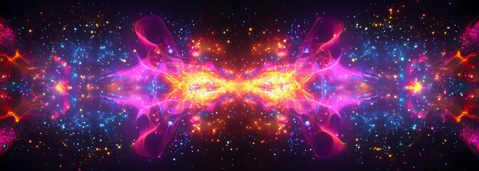 Abstract purple background with glowing lines and shapes