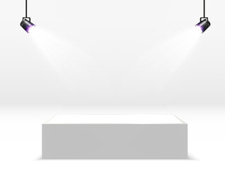 Minimalistic empty podium with soft lighting and shadows, ready for product display, awards, or branding presentation.