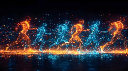 Artificial intelligence sports coach futuristic athlete training innovation technology illustration
