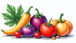 © BeaRod - watercolor vegetables painted canvas vibrant colors delicate brushstrokes create unique artistic