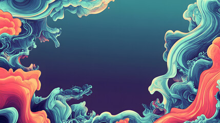 Abstract Digital Technology Background with Wave Border for Modern Designs