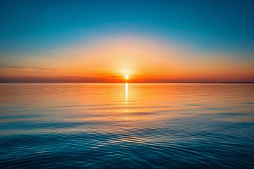 Wall Mural - Minimalist Sunset Ocean: Serene Coastal Horizon at Golden Hour