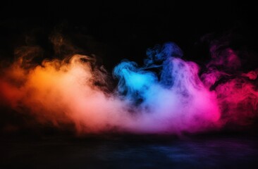 Aufkleber - Colorful smoke cloud on a black background. Abstract, colorful smoky fog in a dark room. Vibrant, colorful fume clouds, the texture of a colorful mist.