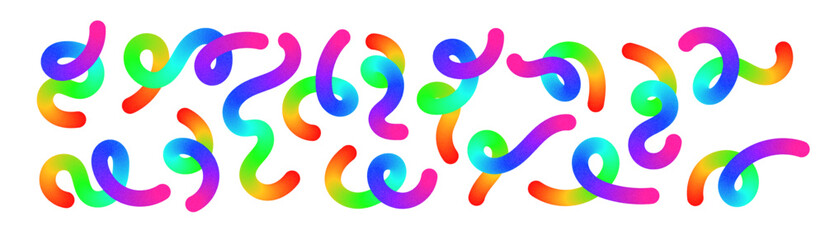 Wall Mural - abstract wavy gradient lines with playful squiggle shapes, colorful ribbon elements, geometric doodl