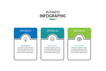 Wall Mural - three step infographic label design vector template with line icons.