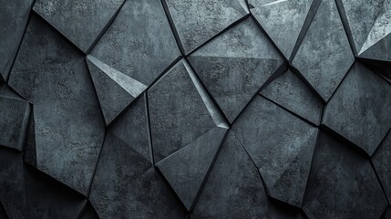 A triangular wall is formed by arranging concrete tiles, set against a semigloss 3D background composed of futuristic blocks in a 3D render