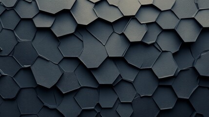 A 3D background featuring a concrete wall with tiles, accompanied by a futuristic wallpaper consisting of polished, hexagonal blocks, all rendered in 3D