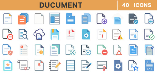 Fototapete - Document and File Management Icons – Paperwork, Certificate, Contract, Report, Cloud Storage, Digital Document, Archive, Notepad, Checklist, Folder, Office, Data